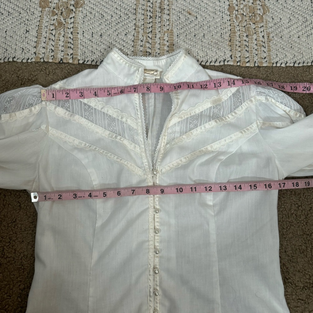 Gunne Sax Jessica Gunnies Prairie Vintage White Puff Sleeve Cotton Blouse - Picture 11 of 14